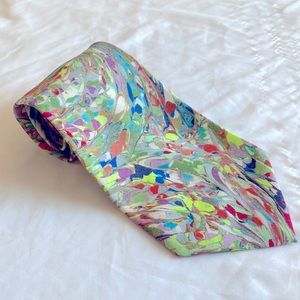 Vintage Dino Orsini Mens Multicolored Abstract Patterned 100% Polyester Tie